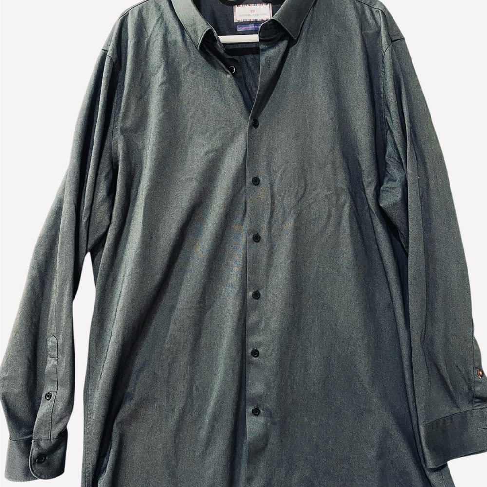 Modern Ambition Men’s Charcoal Button-Down Dress Shirt XXL
